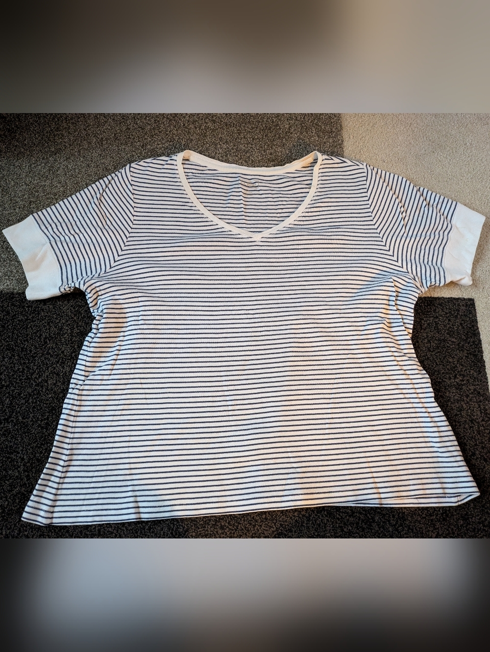 L.L Bean Striped V Neck T-shirt